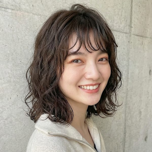 ウルフカットミディアムレイヤーデジタルパーマ20代30代p1