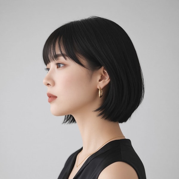 オフィスにも。清楚な黒髪ショートボブ