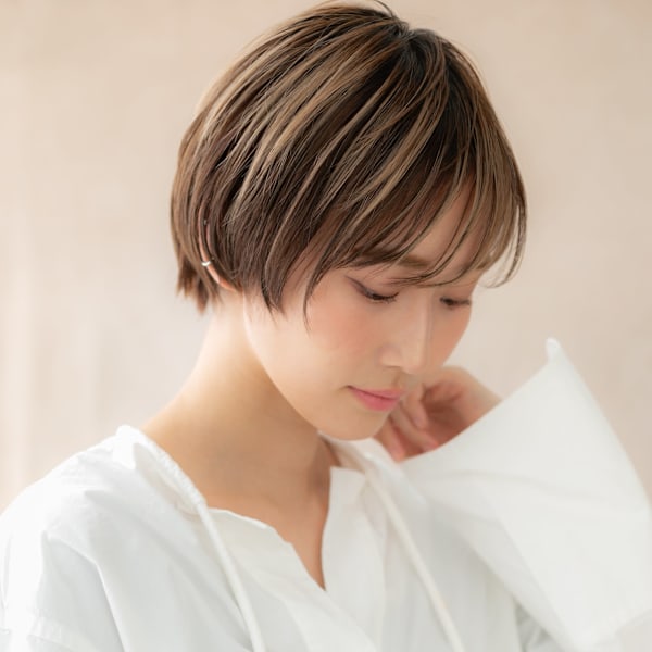 アンブレラカラーひし形小顔ベリーショートマッシュ10代20代