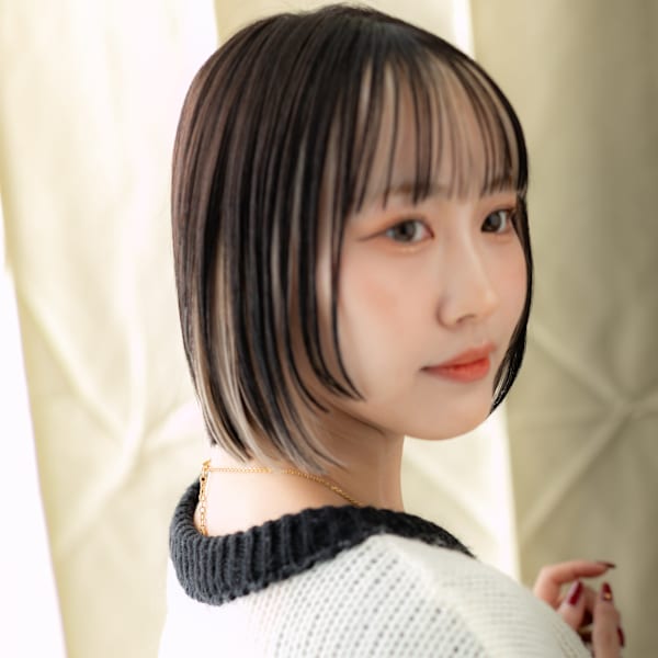 フェイスフレーミングカラーハッシュカット小顔ボブ10代20代