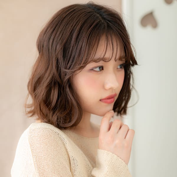 フレンチバング外ハネゆるふわプードルボブパーマ20代30代