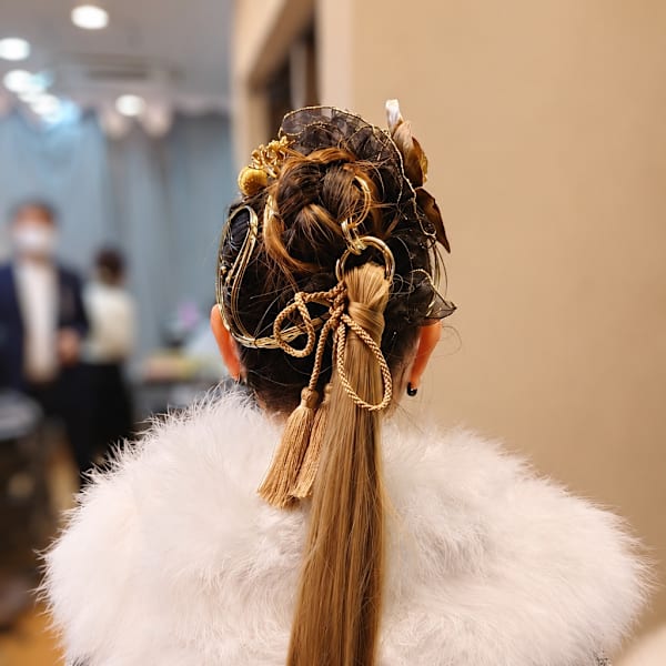 成人式 金箔×ロングポニーアレンジ