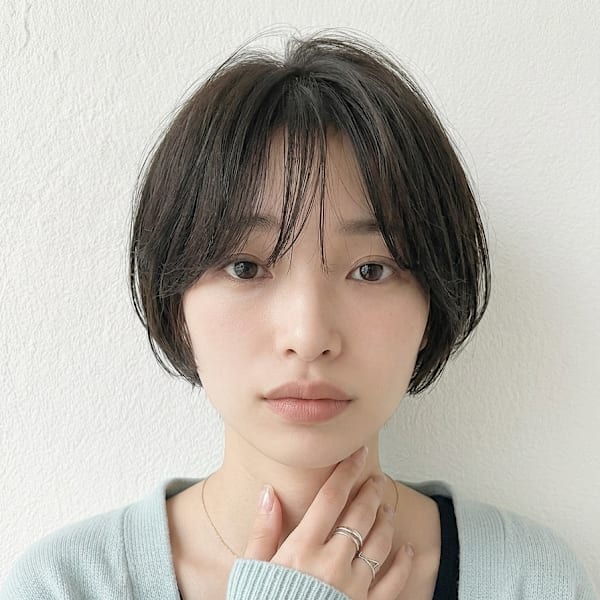 ブリーチなしダークグレージュ小顔ウルフショートレイヤーp1
