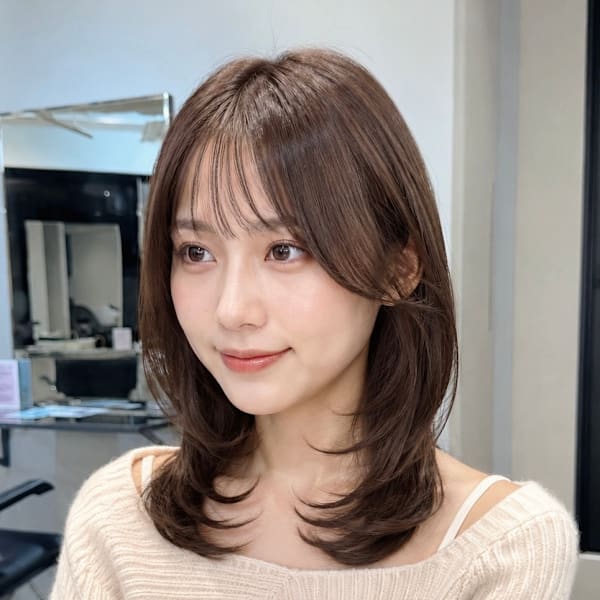 小顔ミディアムレイヤー/大人ミディアム池袋20代30代40代