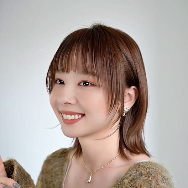 大人可愛い◎イメチェン似合わせカットフルバングレッドブラウン