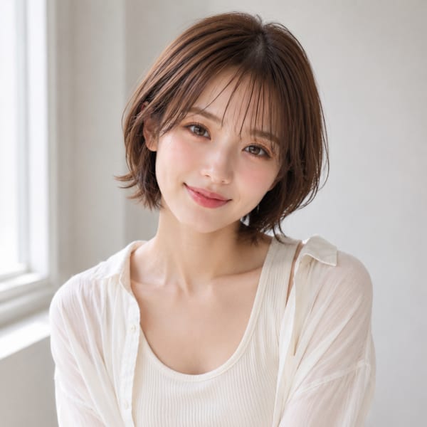 池袋 ショートボブ シースルーバング 大人ショートヘア コタ