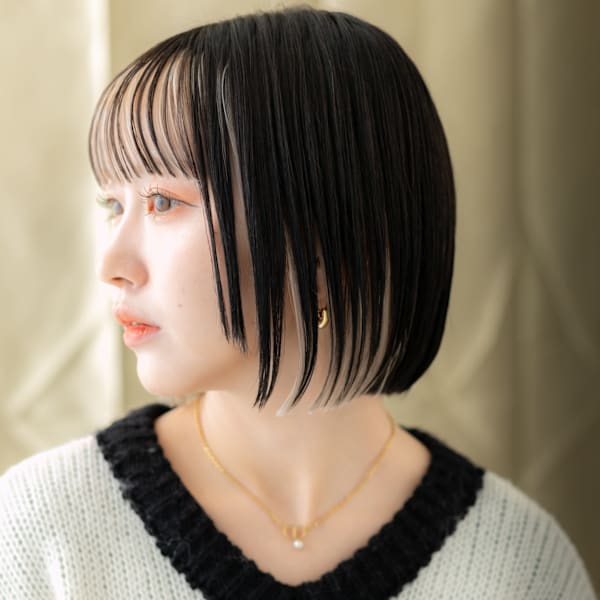 フェイスフレーミングカラーハッシュカット小顔ボブ10代20代