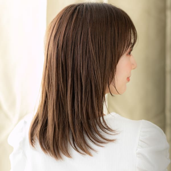 ミルクブラウン大人美人顔周りレイヤーウルフカット30代40代