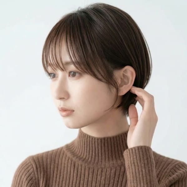 シースルー前髪似合わせカットクールショート 大人ショートヘア