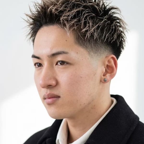 大宮メンズハイライトメッシュスパイキーショートフェード