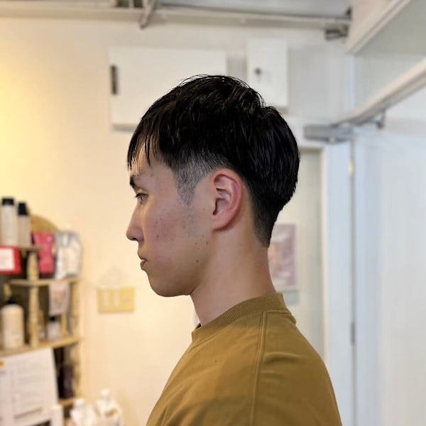 MEN’SHAIRアッシュブラック刈り上げマッシュ