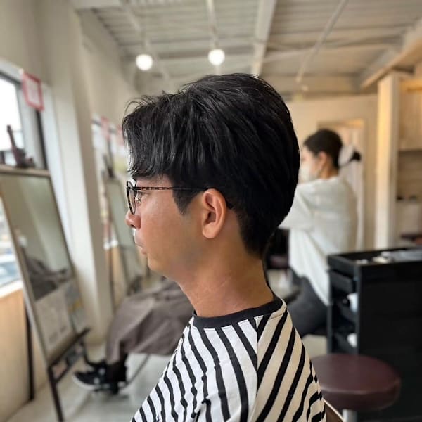 MEN’SHAIR刈り上げアッシュブラックマッシュヘア