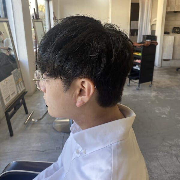 MEN’S HAIR アッシュブラックマッシュパーマウルフ