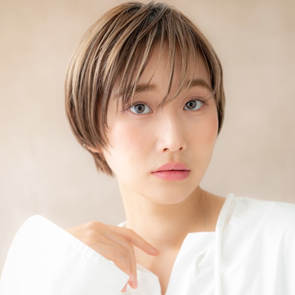 アンブレラカラーひし形小顔ベリーショートマッシュ10代20代