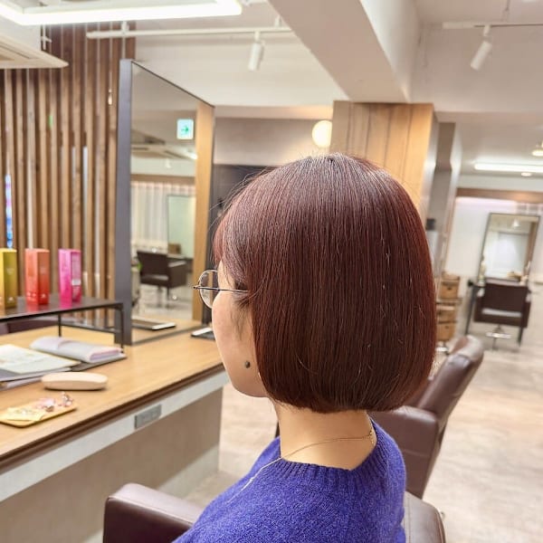 お手入れ簡単*艶感レッドカラー×ボブ