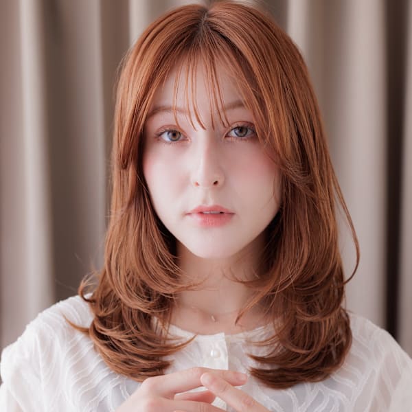 シースルーバングゆるふわ小顔レイヤーウルフカット20代30代
