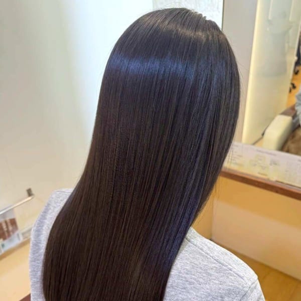 髪質改善 ロング 美髪ストレート 暗髪カラー 縮毛矯正