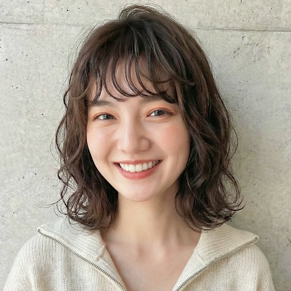 ウルフカットミディアムレイヤーデジタルパーマ20代30代p1