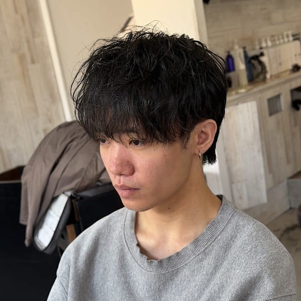 メンズツイストパーマ波巻きパーマ短髪