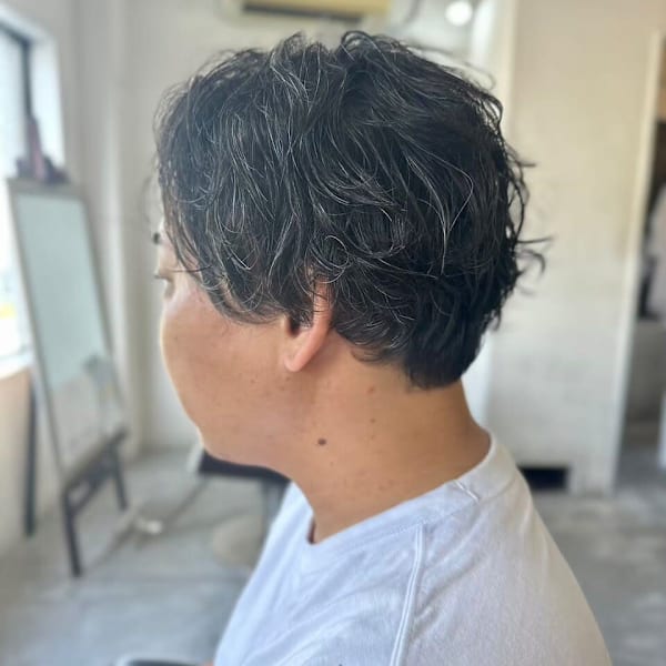 MEN’SHAIRアッシュブラック波巻きパーマ