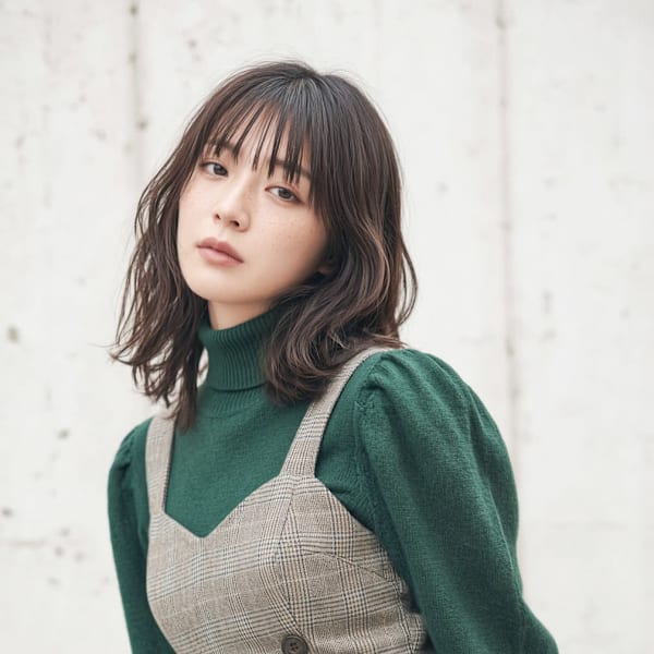 透け感シースルーバング×柔らかウェーブミディ 【仙台本町】