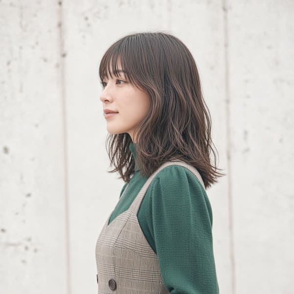 抜け感レイヤーミディ／透明感ダークグレージュ　【仙台本町】