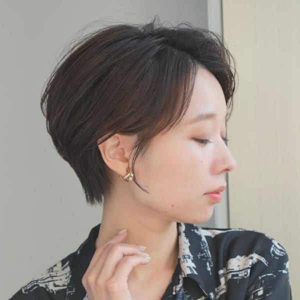 ショート・ボブ/丸顔/前髪あり/絶壁解消/30代/40代