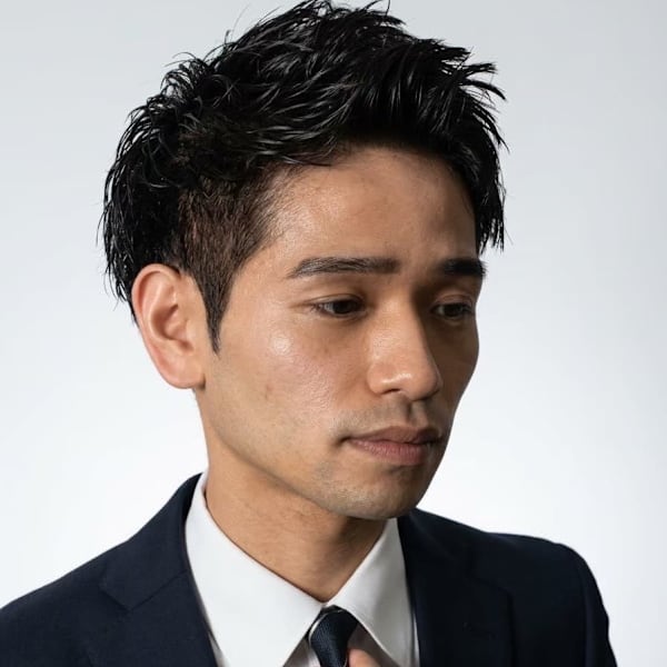 大宮メンズビジネスアップバングショート黒髪社会人ヘア