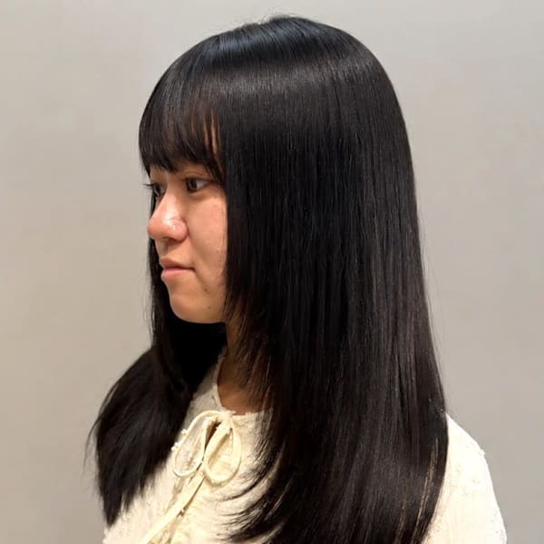 レイヤーカット 暗髪 髪質改善トリートメント ストレート