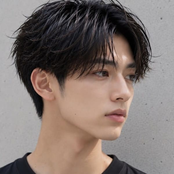 ニュアンスパーマ センターパート 黒髪 メンズパーマ 20代