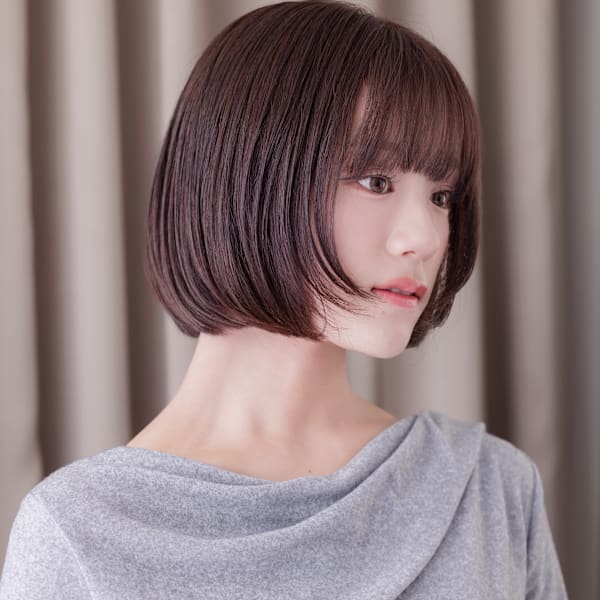 小顔シャギーカット大人ショートヘア黒髪ミニボブ20代30代