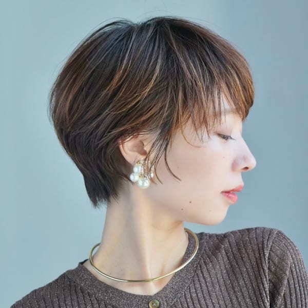 前下がりショート・ボブ/絶壁解消/前髪あり/40代/30代