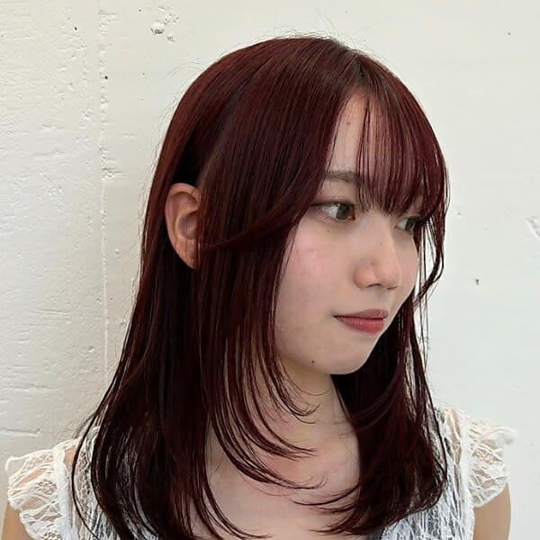 名古屋栄美容室　ダークレッド×レイヤースタイル