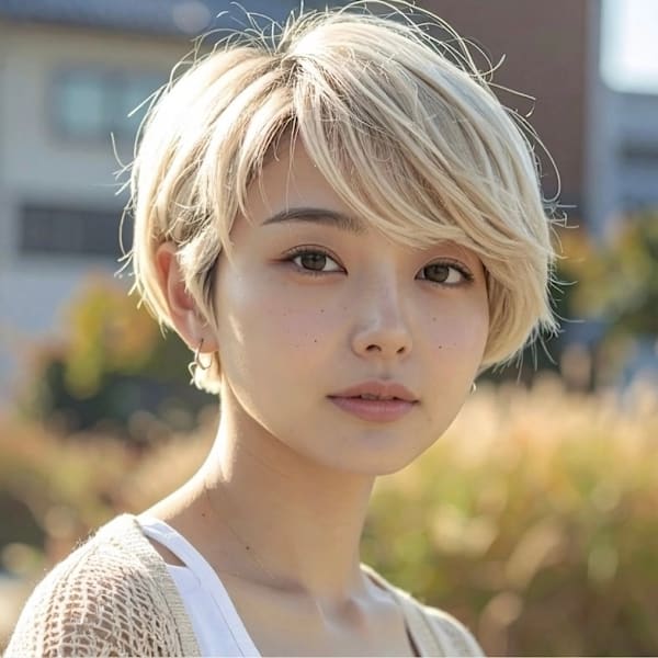 大人ショート｜ブロンドベージュ×丸みショート