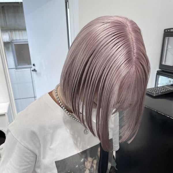 ハッシュカットグレージュデザインカラーツートンカラー