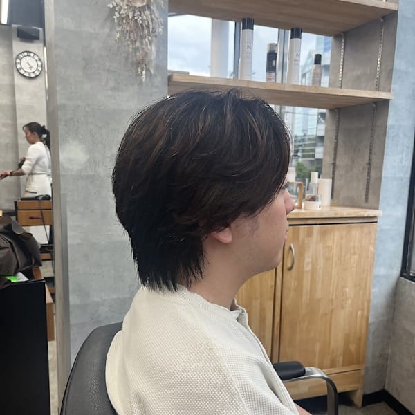 センターパートツーブロックセンター分けニュアンスパーマ