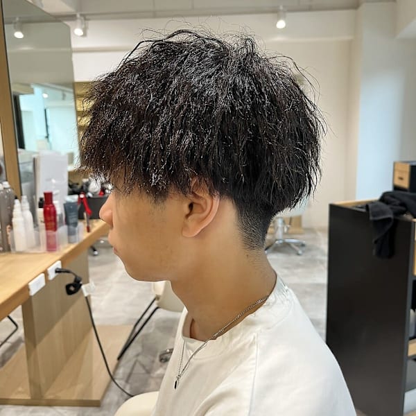 20代30代40代◎似合わせブルーブラック刈り上げセンターパ