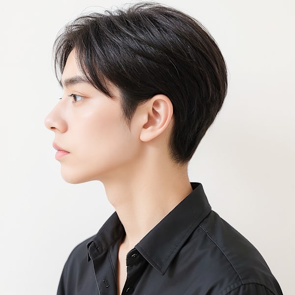 黒髪コンマヘア刈り上げセンターパートp3 ノーセット