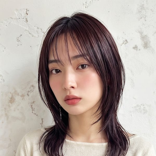 韓国/ハッシュカット/ダークパープル/大人顔周りレイヤーp3