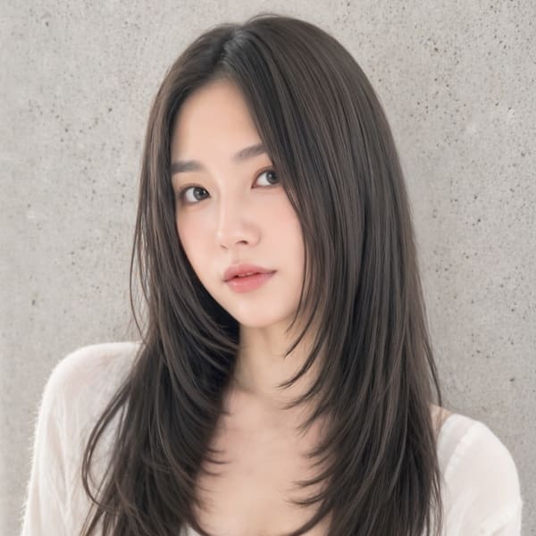 ハイレイヤー艶カラー韓国風ロング/ブリーチなしカラー美髪p3