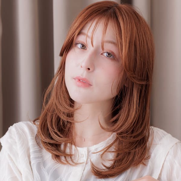 シースルーバングゆるふわレイヤーバタフライカット20代30代