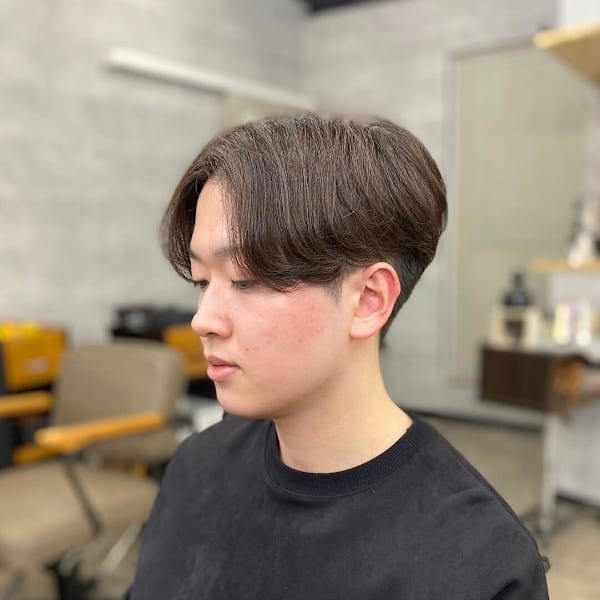 20代30代40代サーフカールブルーブラックフェザーパーマ