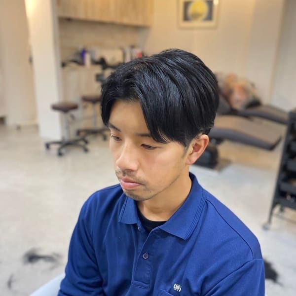 20代30代40代サーフカールブルーブラックフェザーパーマ