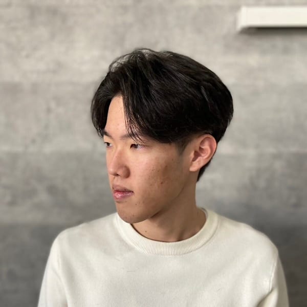 20代30代40代サーフカールブルーブラックフェザーパーマ