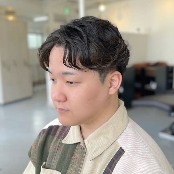 20代30代40代フェザーパーマサーフカールブルーブラック