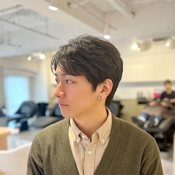 20代30代40代◎似合わせカットフェザーパーマブルーブラッ