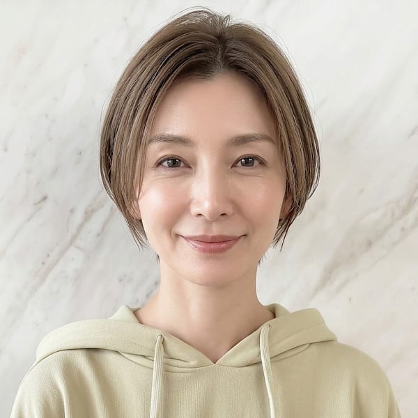 大人ナチュラル白髪ぼかしハイライト30代40代ブリーチ秋p1