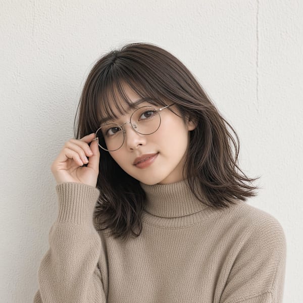 透明感ダークグレージュ×ナチュラル波ウェーブ