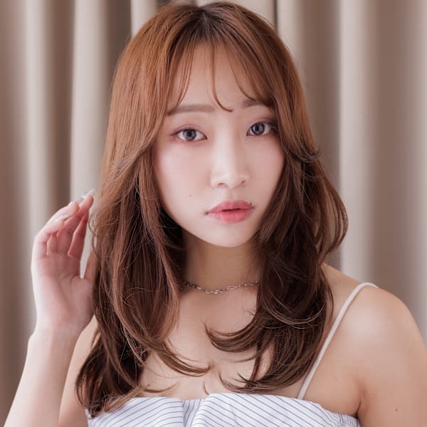 シースルーバング大人かわいいレイヤーウルフカット20代30代