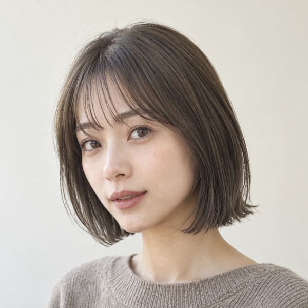 オリーブグレージュ×タッセルボブ